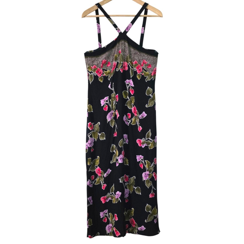 Y2K Dressbarn Midi Floral Rayon Halter Dress Beach Resortwear